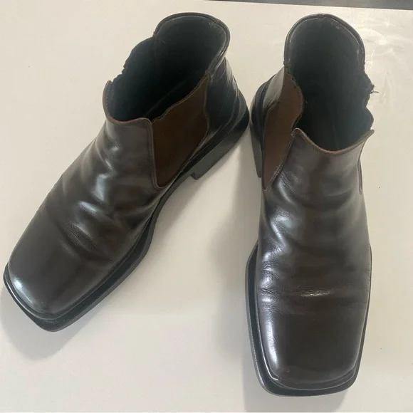 Prada | Shoes | Prada Men Brown Chelsea Leather Ankle Boots  display picture 3